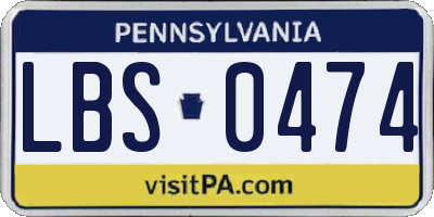 PA license plate LBS0474