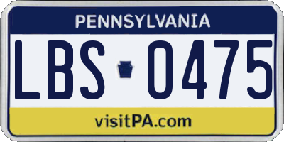 PA license plate LBS0475