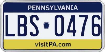 PA license plate LBS0476