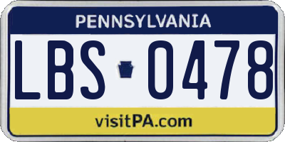 PA license plate LBS0478