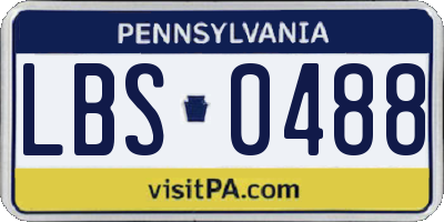 PA license plate LBS0488