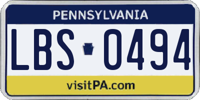 PA license plate LBS0494