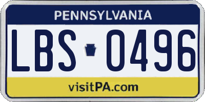 PA license plate LBS0496