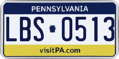 PA license plate LBS0513