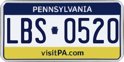 PA license plate LBS0520