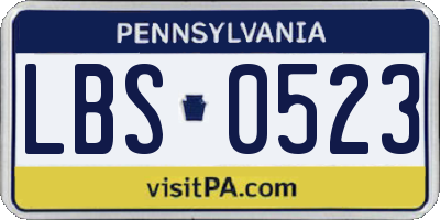 PA license plate LBS0523