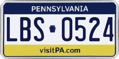 PA license plate LBS0524