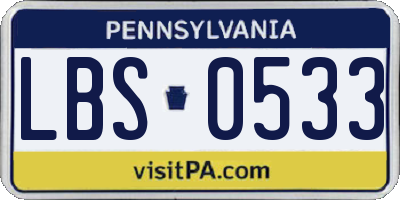 PA license plate LBS0533