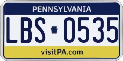 PA license plate LBS0535