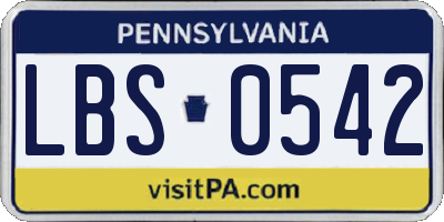 PA license plate LBS0542