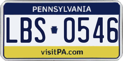 PA license plate LBS0546