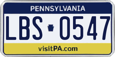 PA license plate LBS0547