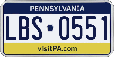 PA license plate LBS0551