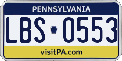 PA license plate LBS0553
