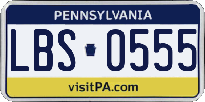 PA license plate LBS0555