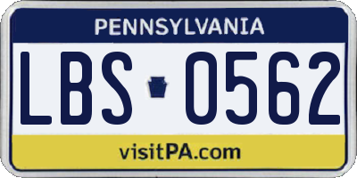 PA license plate LBS0562