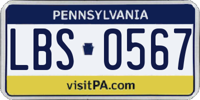 PA license plate LBS0567