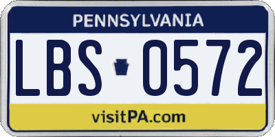 PA license plate LBS0572
