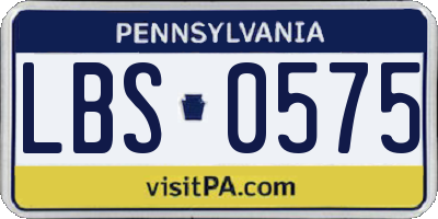 PA license plate LBS0575