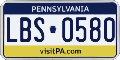 PA license plate LBS0580