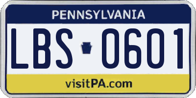 PA license plate LBS0601