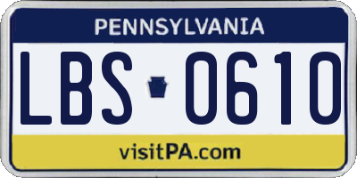 PA license plate LBS0610