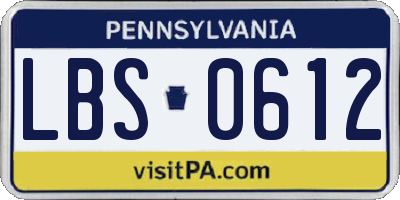 PA license plate LBS0612