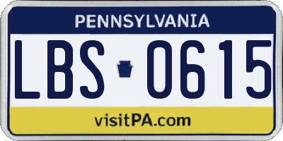 PA license plate LBS0615