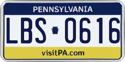 PA license plate LBS0616