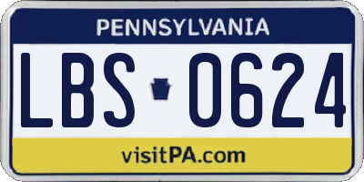 PA license plate LBS0624