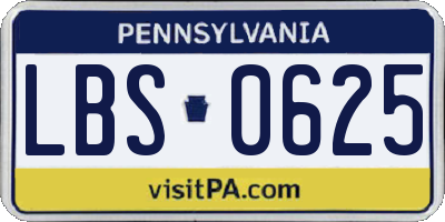 PA license plate LBS0625