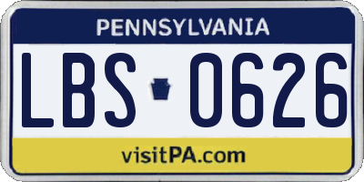 PA license plate LBS0626