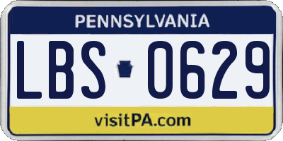 PA license plate LBS0629