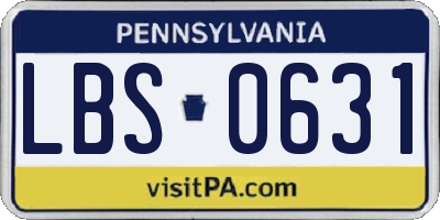 PA license plate LBS0631