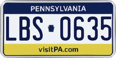 PA license plate LBS0635