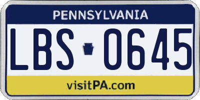 PA license plate LBS0645