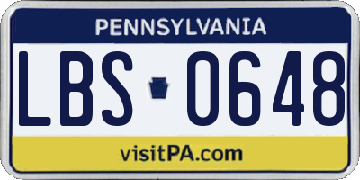 PA license plate LBS0648