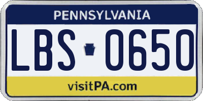PA license plate LBS0650