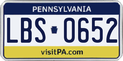PA license plate LBS0652