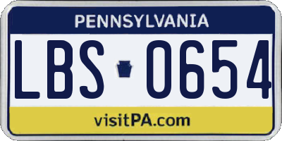 PA license plate LBS0654