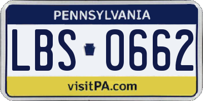 PA license plate LBS0662