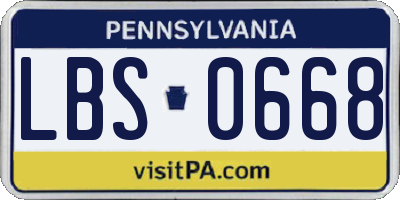 PA license plate LBS0668