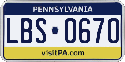 PA license plate LBS0670