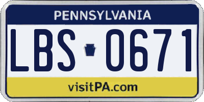 PA license plate LBS0671