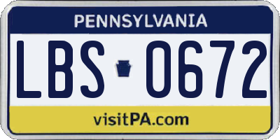PA license plate LBS0672