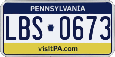 PA license plate LBS0673