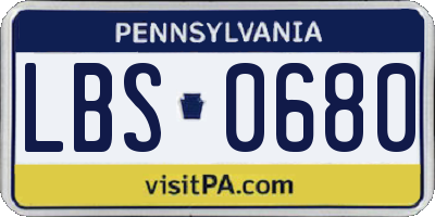 PA license plate LBS0680