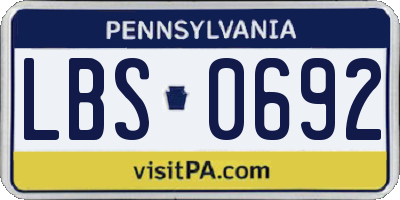 PA license plate LBS0692