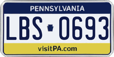 PA license plate LBS0693