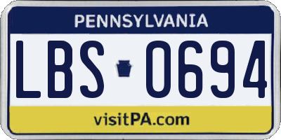 PA license plate LBS0694